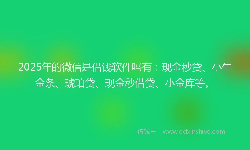 2025年的微信是借钱软件吗有：现金秒贷、小牛金条、琥珀贷、现金秒借贷、小金库等。