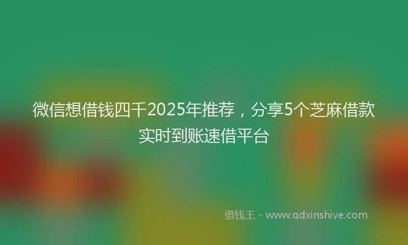 微信想借钱四千2025年推荐，分享5个芝麻借款实时到账速借平台