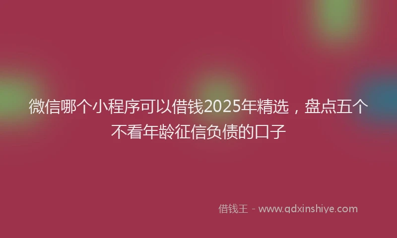 微信哪个小程序可以借钱2025年精选，盘点五个不看年龄征信负债的口子