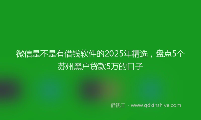 微信是不是有借钱软件的2025年精选，盘点5个苏州黑户贷款5万的口子