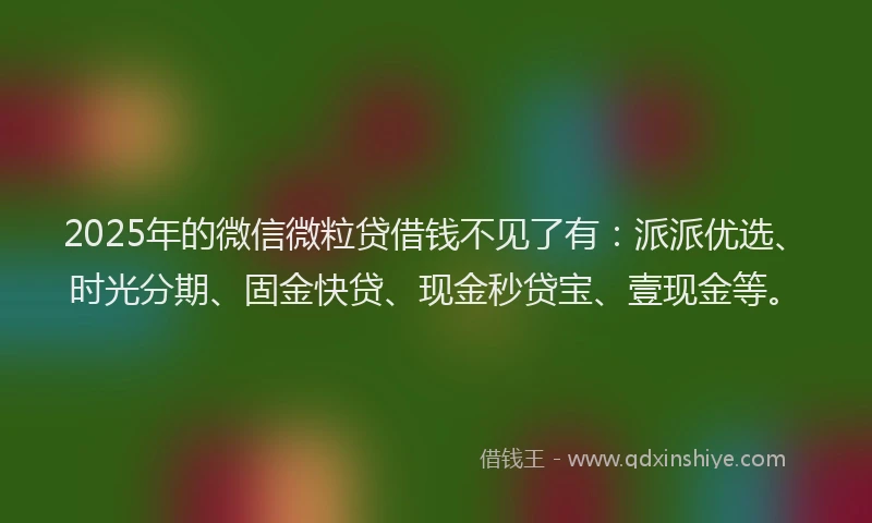 2025年的微信微粒贷借钱不见了有：派派优选、时光分期、固金快贷、现金秒贷宝、壹现金等。