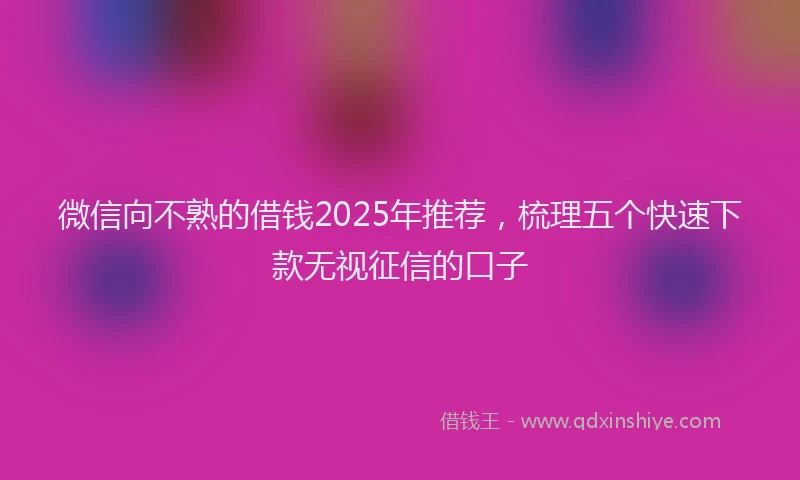 微信向不熟的借钱2025年推荐，梳理五个快速下款无视征信的口子