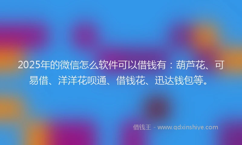 2025年的微信怎么软件可以借钱有：葫芦花、可易借、洋洋花呗通、借钱花、迅达钱包等。