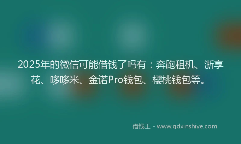 2025年的微信可能借钱了吗有：奔跑租机、浙享花、哆哆米、金诺Pro钱包、樱桃钱包等。