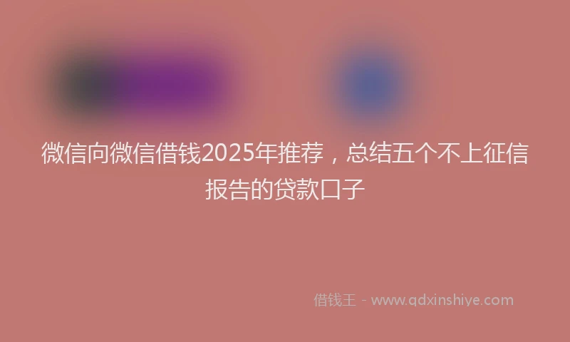 微信向微信借钱2025年推荐，总结五个不上征信报告的贷款口子