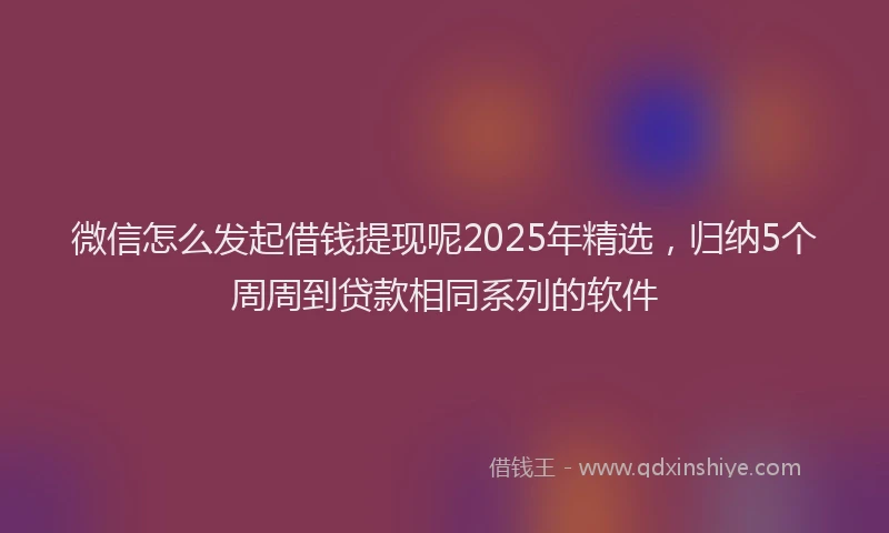 微信怎么发起借钱提现呢2025年精选，归纳5个周周到贷款相同系列的软件