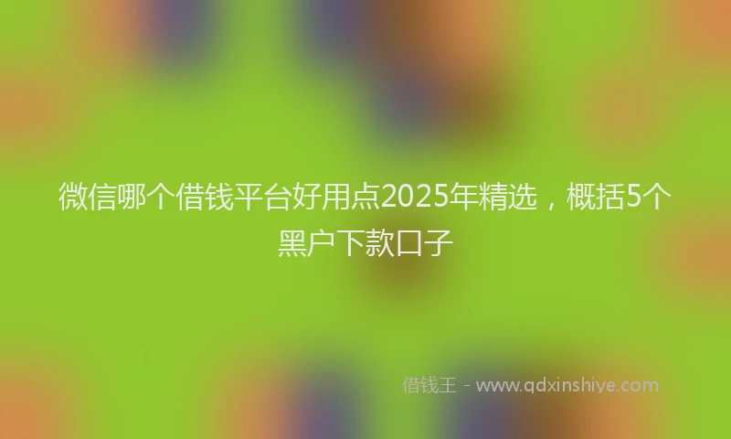 微信哪个借钱平台好用点2025年精选，概括5个黑户下款口子