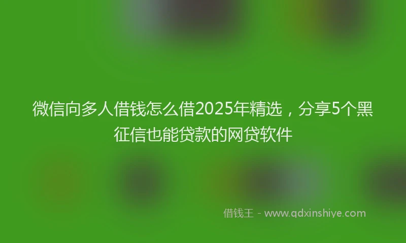 微信向多人借钱怎么借2025年精选，分享5个黑征信也能贷款的网贷软件