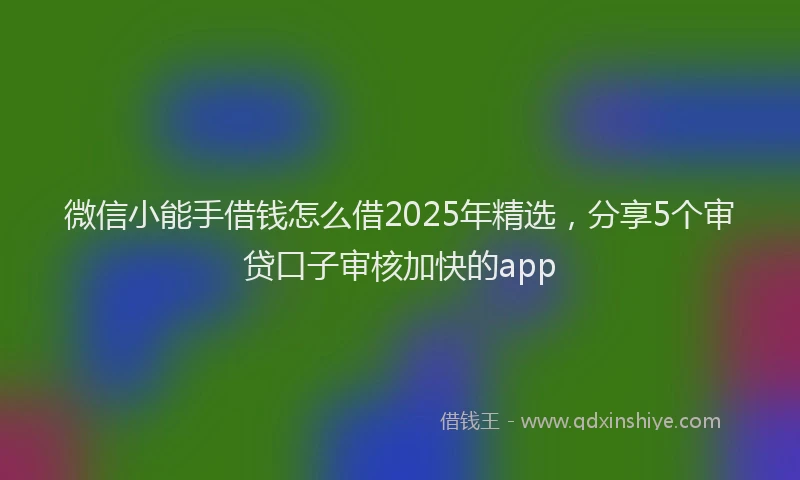 微信小能手借钱怎么借2025年精选，分享5个审贷口子审核加快的app