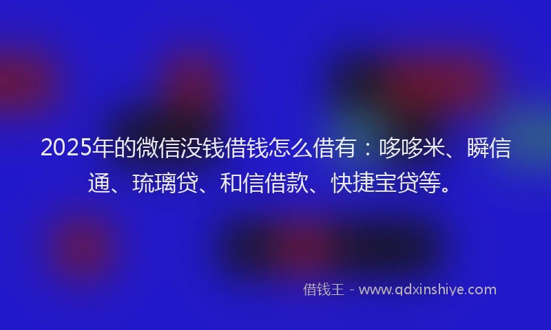 2025年的微信没钱借钱怎么借有：哆哆米、瞬信通、琉璃贷、和信借款、快捷宝贷等。
