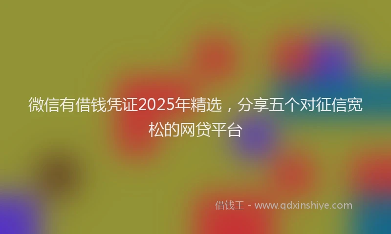 微信有借钱凭证2025年精选，分享五个对征信宽松的网贷平台