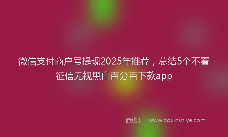 微信支付商户号提现2025年推荐，总结5个不看征信无视黑白百分百下款app