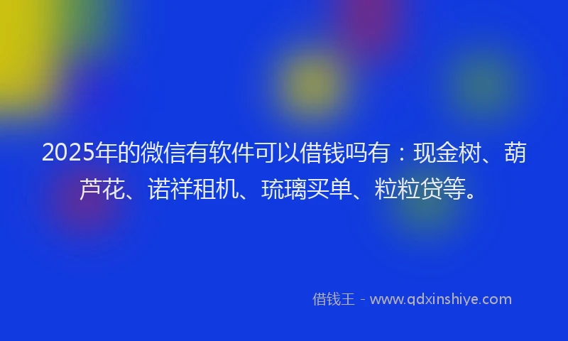 2025年的微信有软件可以借钱吗有：现金树、葫芦花、诺祥租机、琉璃买单、粒粒贷等。