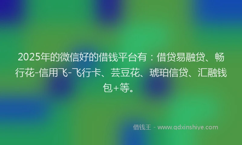 2025年的微信好的借钱平台有：借贷易融贷、畅行花-信用飞-飞行卡、芸豆花、琥珀信贷、汇融钱包+等。