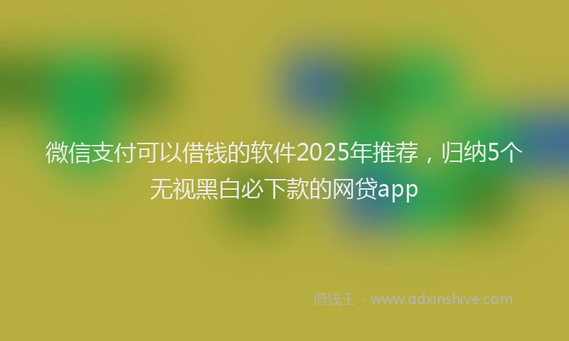 微信支付可以借钱的软件2025年推荐，归纳5个无视黑白必下款的网贷app