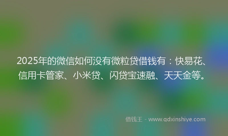2025年的微信如何没有微粒贷借钱有：快易花、信用卡管家、小米贷、闪贷宝速融、天天金等。