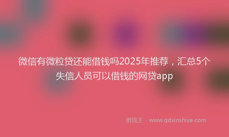 微信有微粒贷还能借钱吗2025年推荐，汇总5个失信人员可以借钱的网贷app