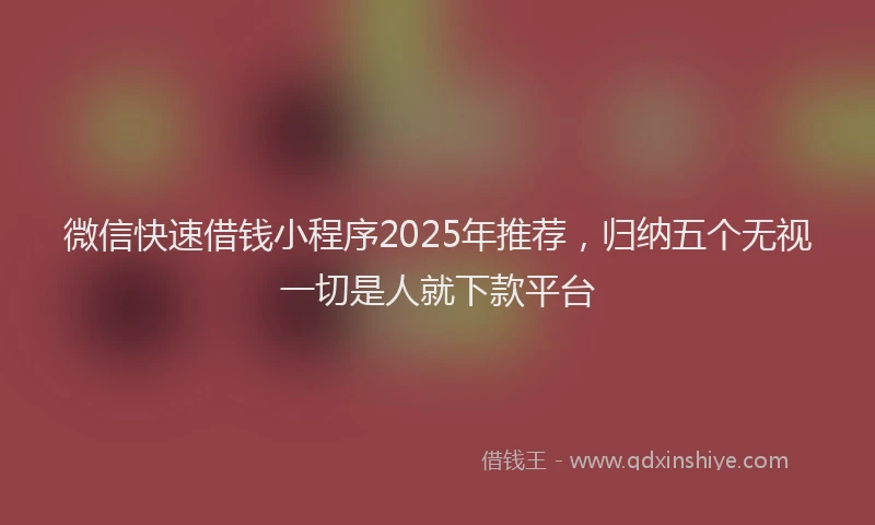 微信快速借钱小程序2025年推荐，归纳五个无视一切是人就下款平台