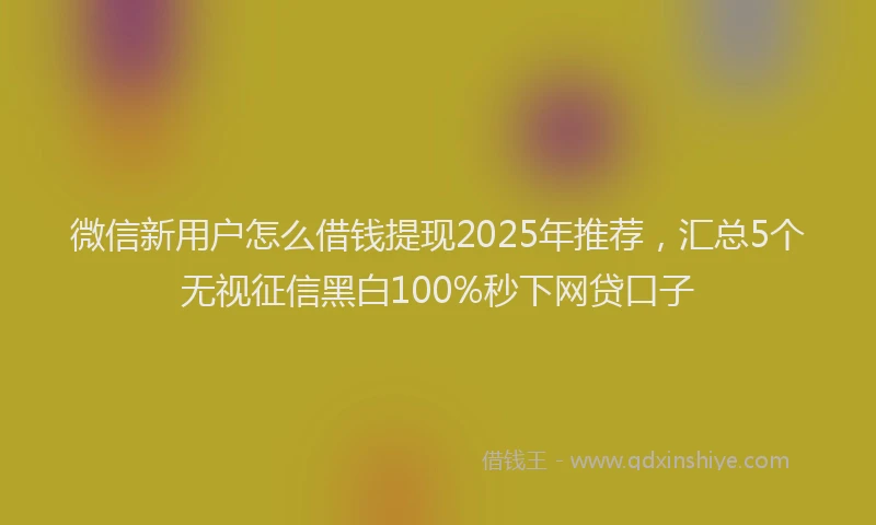 微信新用户怎么借钱提现2025年推荐，汇总5个无视征信黑白100%秒下网贷口子