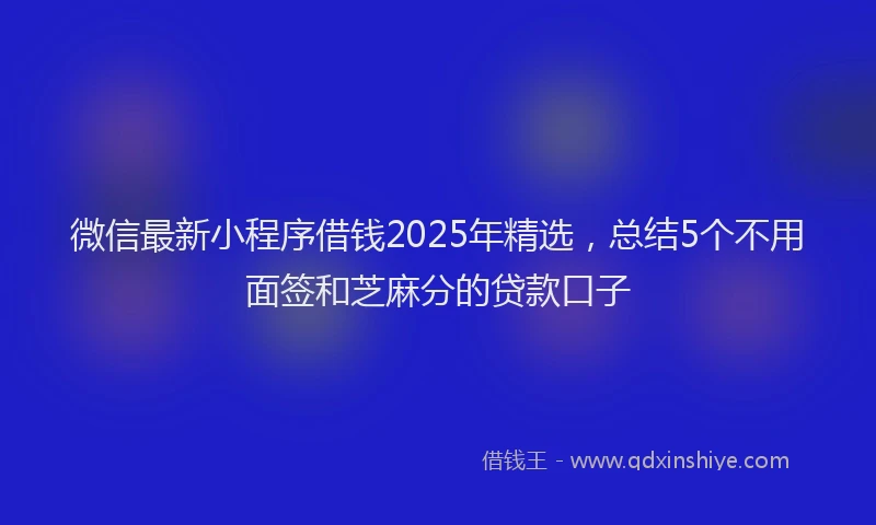 微信最新小程序借钱2025年精选，总结5个不用面签和芝麻分的贷款口子