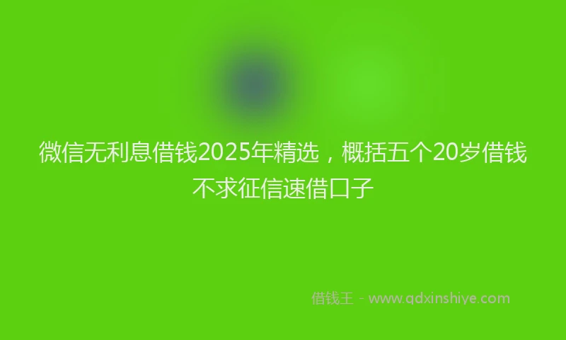 微信无利息借钱2025年精选，概括五个20岁借钱不求征信速借口子