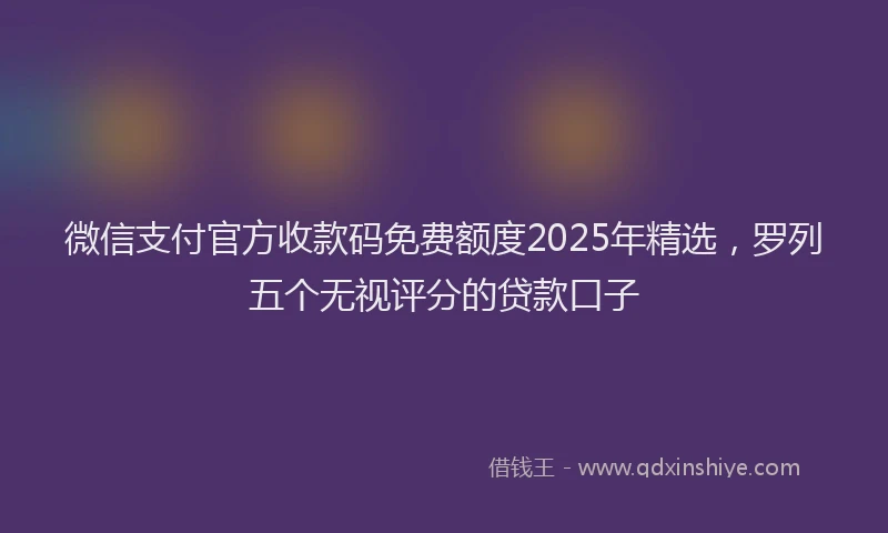 微信支付官方收款码免费额度2025年精选，罗列五个无视评分的贷款口子