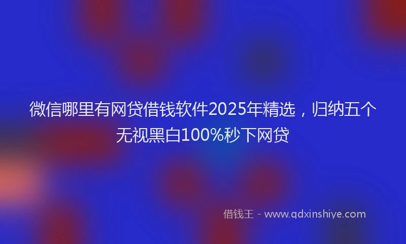 微信哪里有网贷借钱软件2025年精选，归纳五个无视黑白100%秒下网贷