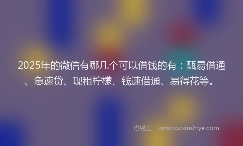 2025年的微信有哪几个可以借钱的有：甄易借通、急速贷、现租柠檬、钱速借通、易得花等。