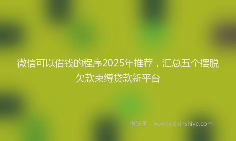 微信可以借钱的程序2025年推荐，汇总五个摆脱欠款束缚贷款新平台