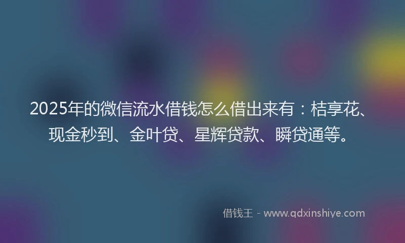 2025年的微信流水借钱怎么借出来有：桔享花、现金秒到、金叶贷、星辉贷款、瞬贷通等。