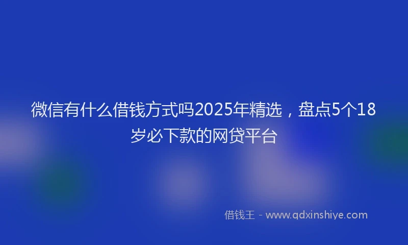 微信有什么借钱方式吗2025年精选，盘点5个18岁必下款的网贷平台