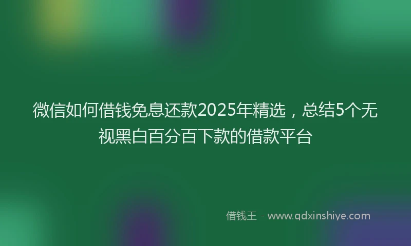 微信如何借钱免息还款2025年精选，总结5个无视黑白百分百下款的借款平台