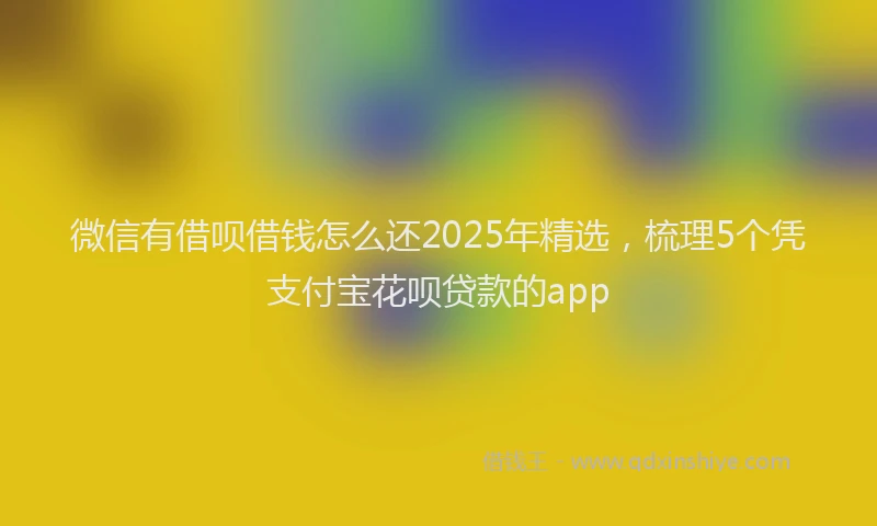 微信有借呗借钱怎么还2025年精选，梳理5个凭支付宝花呗贷款的app