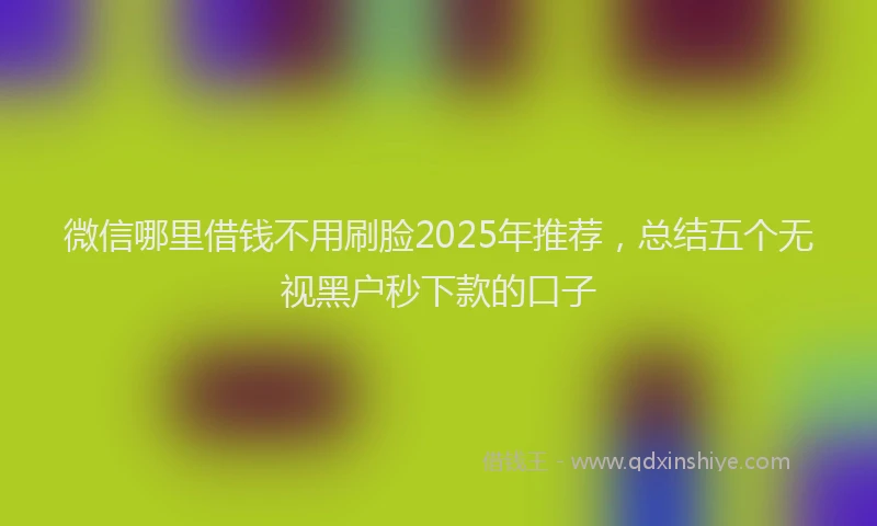 微信哪里借钱不用刷脸2025年推荐，总结五个无视黑户秒下款的口子