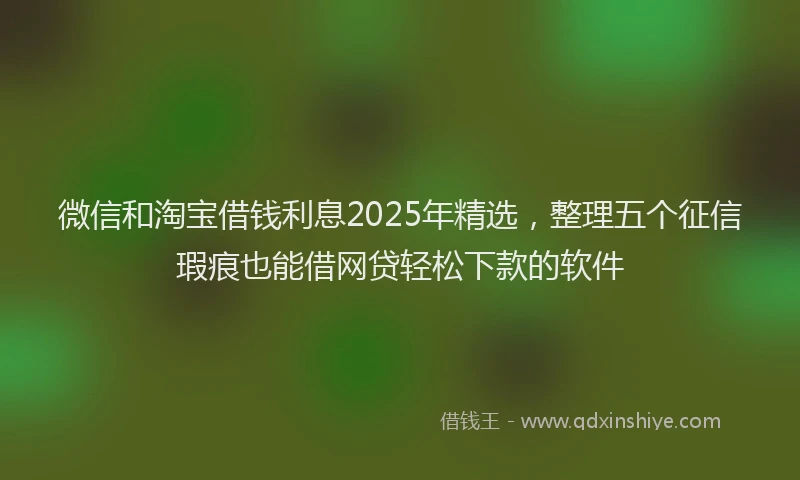 微信和淘宝借钱利息2025年精选，整理五个征信瑕疵也能借网贷轻松下款的软件
