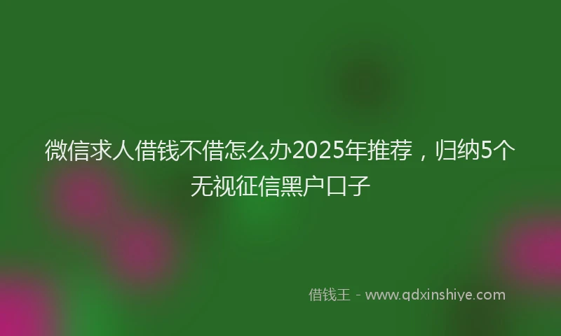 微信求人借钱不借怎么办2025年推荐，归纳5个无视征信黑户口子