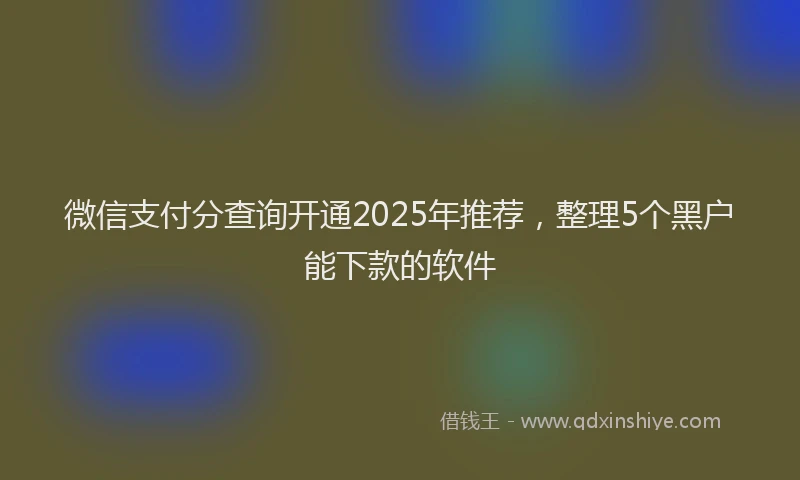 微信支付分查询开通2025年推荐，整理5个黑户能下款的软件