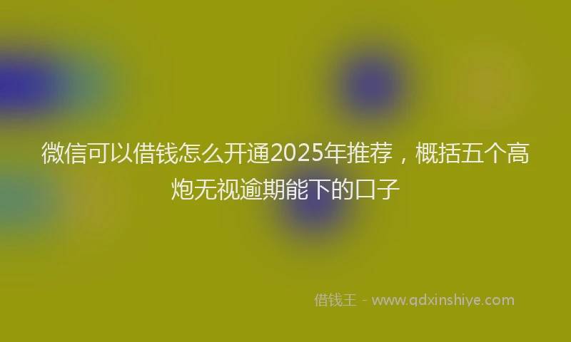 微信可以借钱怎么开通2025年推荐，概括五个高炮无视逾期能下的口子
