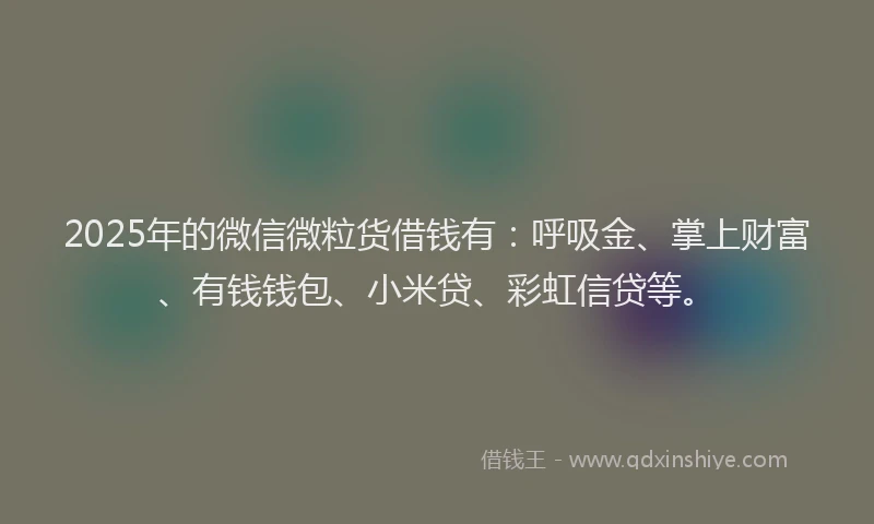 2025年的微信微粒货借钱有：呼吸金、掌上财富、有钱钱包、小米贷、彩虹信贷等。