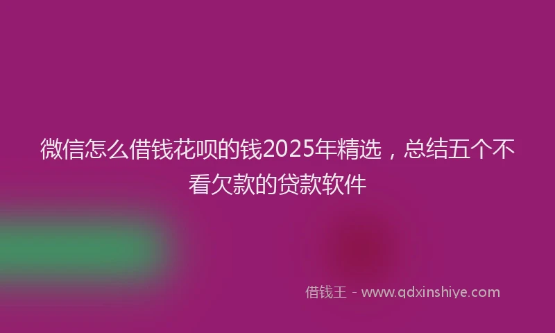 微信怎么借钱花呗的钱2025年精选，总结五个不看欠款的贷款软件