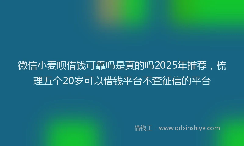 微信小麦呗借钱可靠吗是真的吗2025年推荐，梳理五个20岁可以借钱平台不查征信的平台