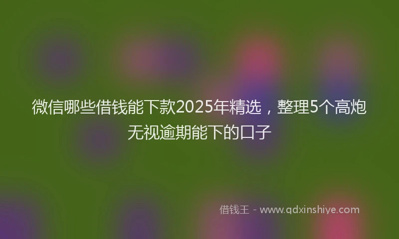 微信哪些借钱能下款2025年精选，整理5个高炮无视逾期能下的口子