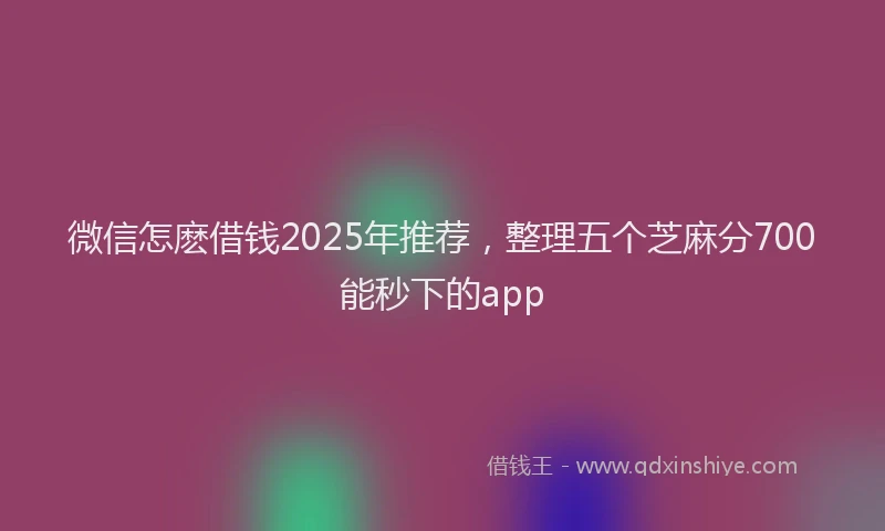 微信怎麽借钱2025年推荐，整理五个芝麻分700能秒下的app
