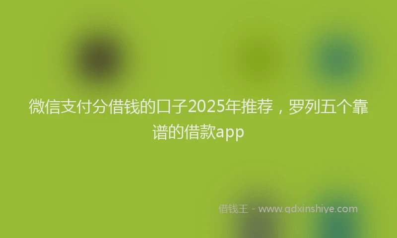 微信支付分借钱的口子2025年推荐，罗列五个靠谱的借款app