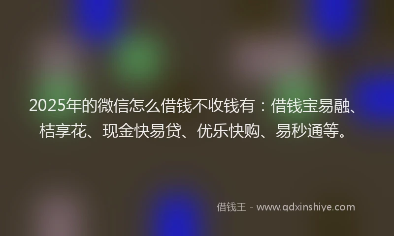 2025年的微信怎么借钱不收钱有：借钱宝易融、桔享花、现金快易贷、优乐快购、易秒通等。