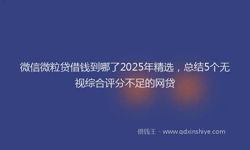 微信微粒贷借钱到哪了2025年精选，总结5个无视综合评分不足的网贷