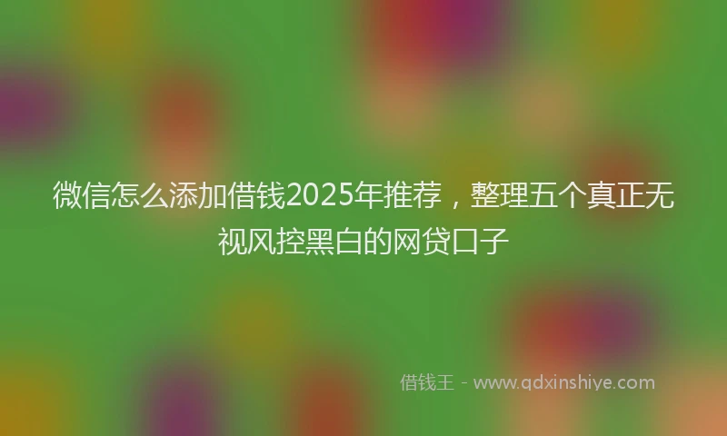 微信怎么添加借钱2025年推荐，整理五个真正无视风控黑白的网贷口子