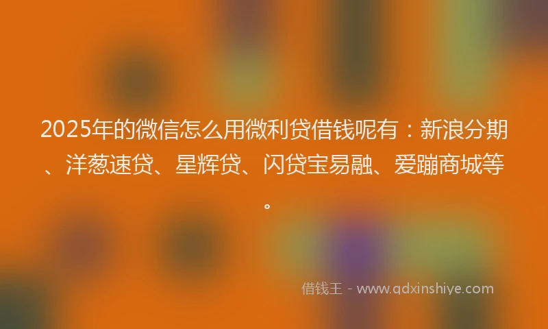 2025年的微信怎么用微利贷借钱呢有：新浪分期、洋葱速贷、星辉贷、闪贷宝易融、爱蹦商城等。