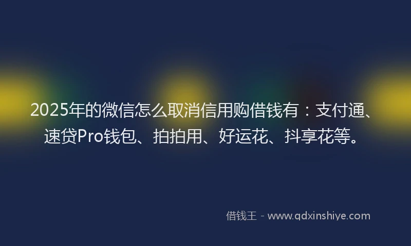 2025年的微信怎么取消信用购借钱有：支付通、速贷Pro钱包、拍拍用、好运花、抖享花等。