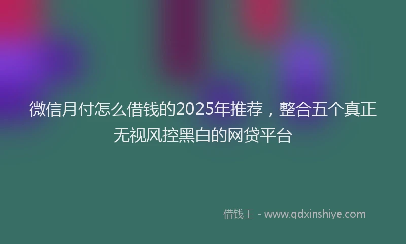 微信月付怎么借钱的2025年推荐，整合五个真正无视风控黑白的网贷平台